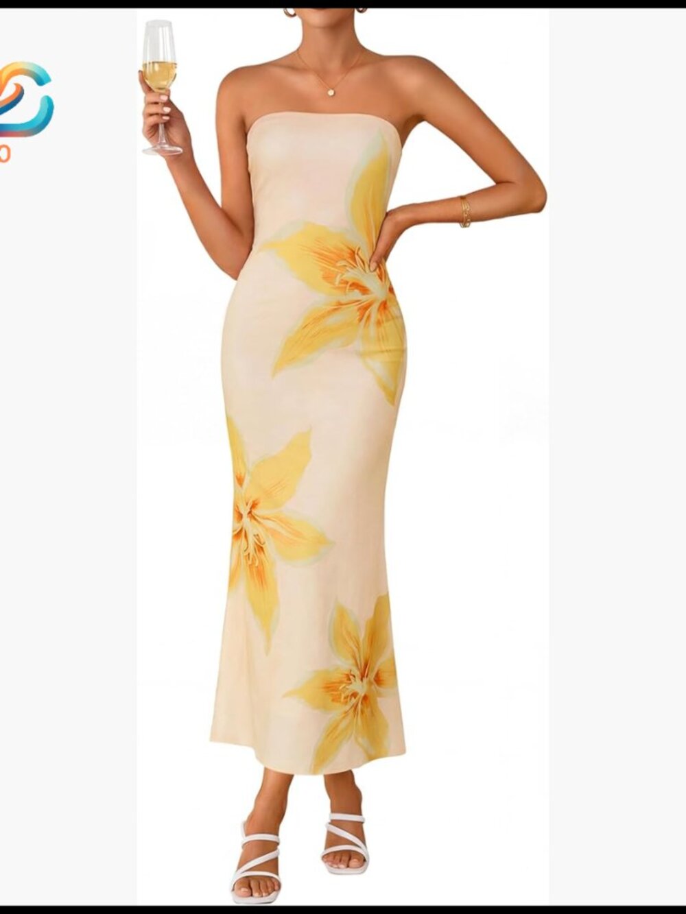 Strapless Maxi Dress Formal Cocktail Wedding Guest Beach Party